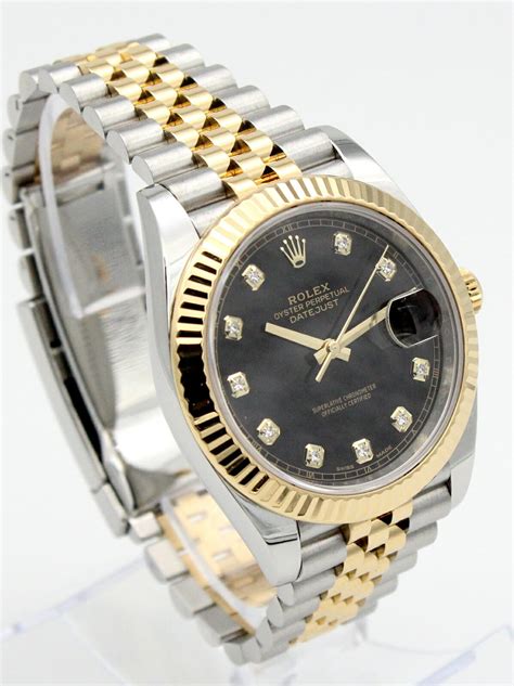 rolex datejust two tone black dial|Rolex Datejust wimbledon two tone.